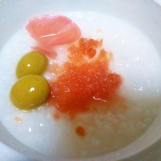 オリーブの塩漬け&桜でんぶ&甘酢生姜がゆ
